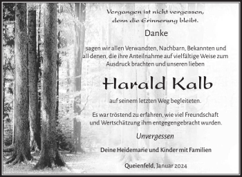 Traueranzeige von Harald Kalb von Südthüringer Presse