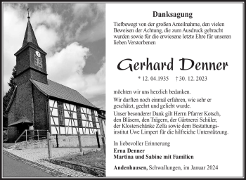 Traueranzeige von Gerhard Denner von 80048