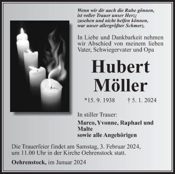 Traueranzeige von Hubert Möller von Südthüringer Presse
