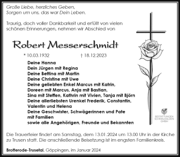 Traueranzeige von Robert Messerschmidt von 80048