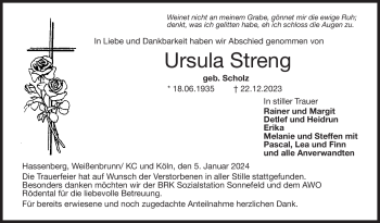 Traueranzeige von Ursula Streng von 80048