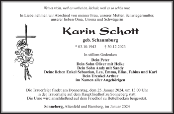 Traueranzeige von Karin Schott von 80048