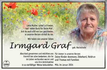 Traueranzeige von Irmgard Graf von 80048