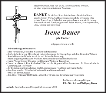 Traueranzeige von Irene Bauer von 80048