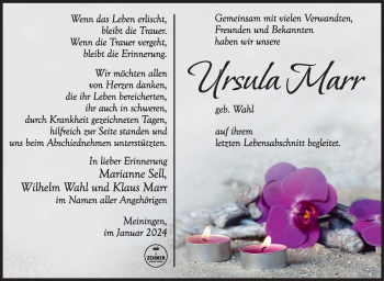 Traueranzeige von Ursula Marr von 80048