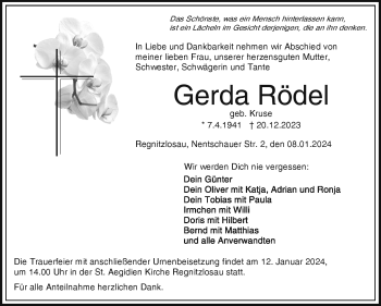Traueranzeige von Gerda Rödel von 80048