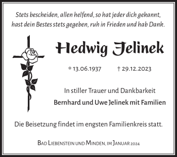 Traueranzeige von Hedwig Jelinek von 80048