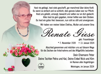 Traueranzeige von Renate Giese von 80048
