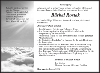 Traueranzeige von Bärbel Rostek von Südthüringer Presse