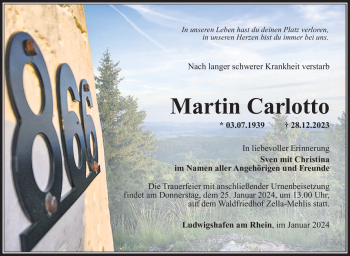 Traueranzeige von Martin Carlotto von 80048