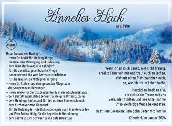 Traueranzeige von Annelies Hack von 80048