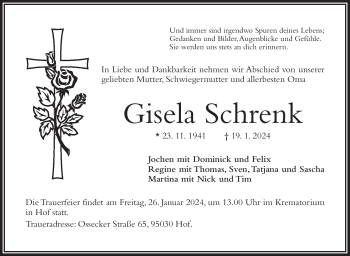 Traueranzeige von Gisela Schrenk von 80048