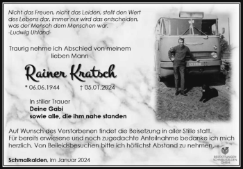 Traueranzeige von Rainer Kratsch von 80048