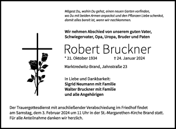 Traueranzeige von Robert Bruckner von Frankenpost