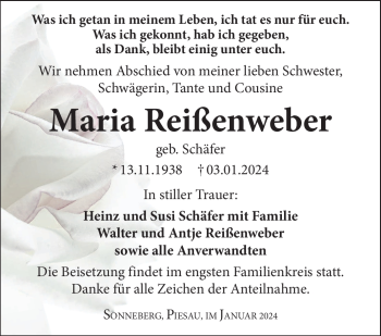 Traueranzeige von Maria Reißenweber von 80048