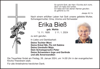 Traueranzeige von Erika Bieß von 80048