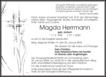 Traueranzeige von Magda Herrmann von 80048