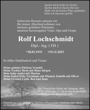 Traueranzeige von Rolf Lochschmidt von 80048