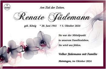 Traueranzeige von Renate Jüdemann von Südthüringer Presse
