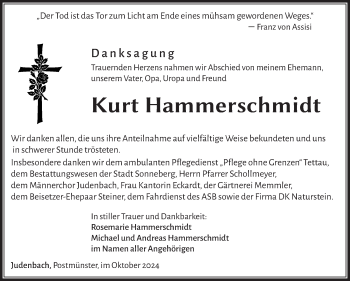 Traueranzeige von Kurt Hammerschmidt von Südthüringer Presse