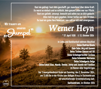 Traueranzeige von Werner Heyn von Südthüringer Presse