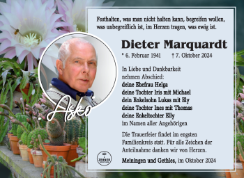 Traueranzeige von Dieter Marquardt von Südthüringer Presse