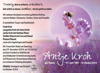 Traueranzeige von Antje Kroh von Südthüringer Presse