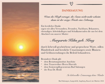 Traueranzeige von Margarete Kühn von Südthüringer Presse