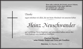 Traueranzeige von Heinz Neuschwander von Südthüringer Presse