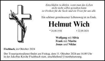 Traueranzeige von Helmut Wich von Neue Presse Coburg