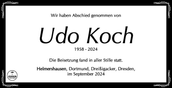 Traueranzeige von Udo Koch von Südthüringer Presse