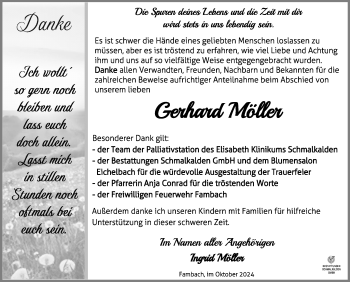 Traueranzeige von Gerhard Möller von Südthüringer Presse