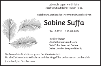 Traueranzeige von Sabnine Suffa von Südthüringer Presse