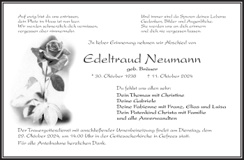 Traueranzeige von Edeltraud Neumann von Frankenpost