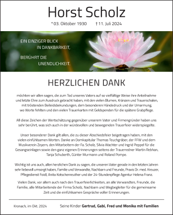 Traueranzeige von Horst Scholz von Neue Presse Coburg