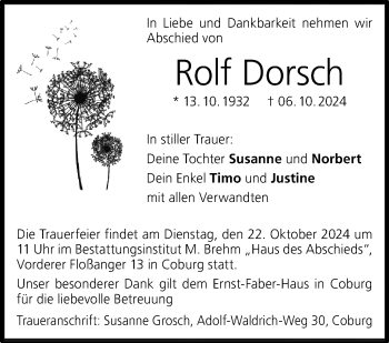 Traueranzeige von Rolf Dorsch von Neue Presse Coburg