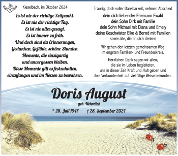Traueranzeige von Doris August von Südthüringer Presse