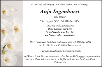 Traueranzeige von Anja Ingenhorst von Frankenpost