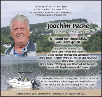 Traueranzeige von Joachim Peche von Südthüringer Presse