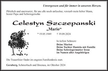 Traueranzeige von Celestyn Szczepanski von Südthüringer Presse