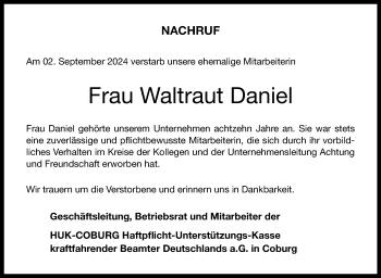 Traueranzeige von Waltraut Daniel von Neue Presse Coburg