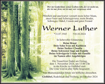 Traueranzeige von Werner Luther von Südthüringer Presse