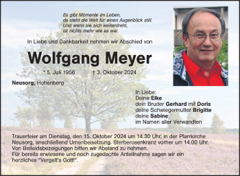 Traueranzeige von Wolfgang Meyer von Frankenpost