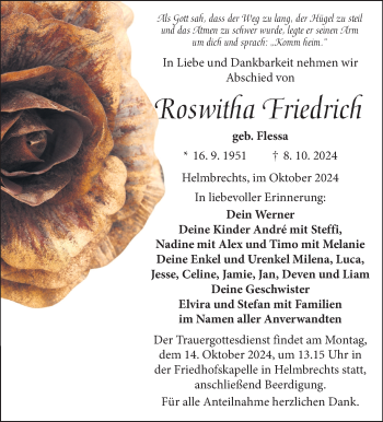 Traueranzeige von Roswitha Friedrich von Frankenpost