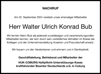 Traueranzeige von Walter Ulrich Konrad Bib von Neue Presse Coburg