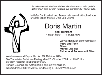 Traueranzeige von Doris Martin von Neue Presse Coburg