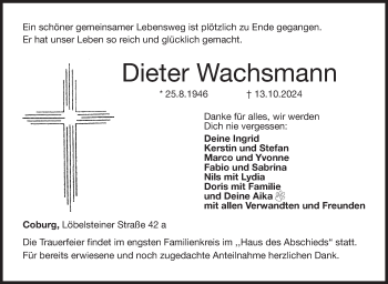 Traueranzeige von Dieter Wachsmann von Neue Presse Coburg