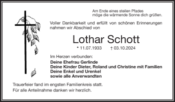 Traueranzeige von Lothar Schott von Frankenpost