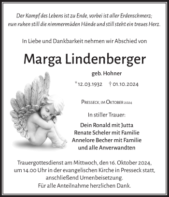 Traueranzeige von Marga Lindenberger von Frankenpost