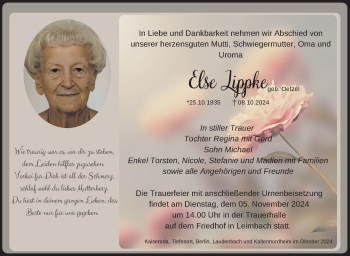 Traueranzeige von Else Lippke von Südthüringer Presse